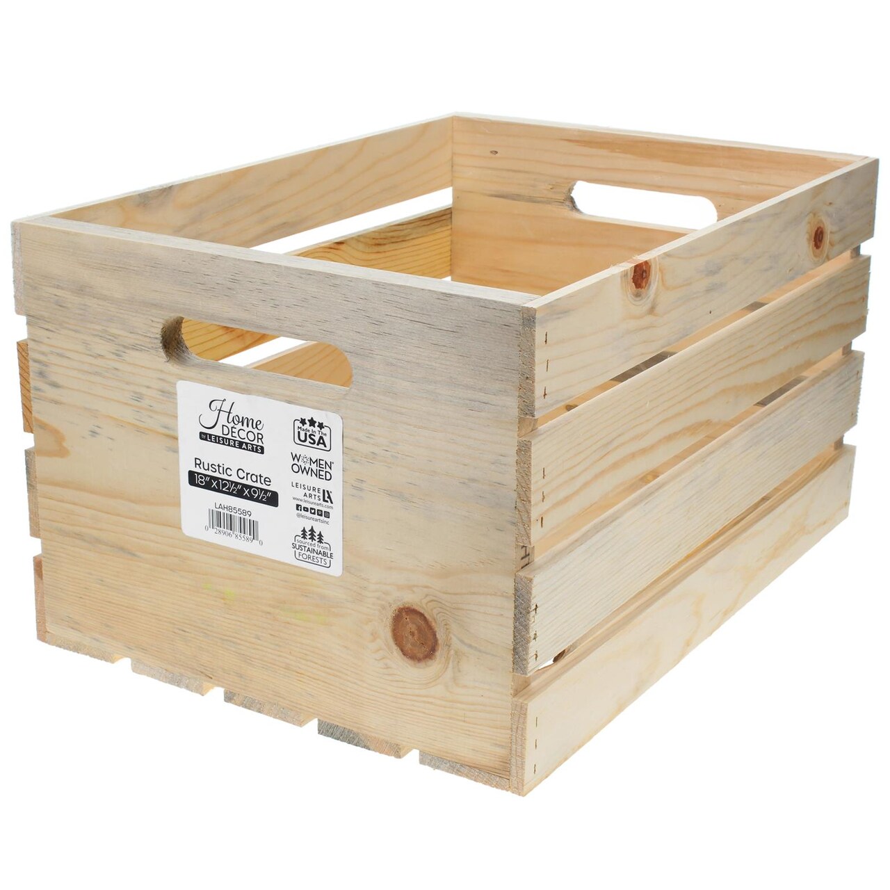 Good Wood by Leisure Arts Wooden Crate, wood crate unfinished, wood crates for display, wood crates for storage, wooden crates unfinished, Rustic, 18" x 12.5" x 9.5"